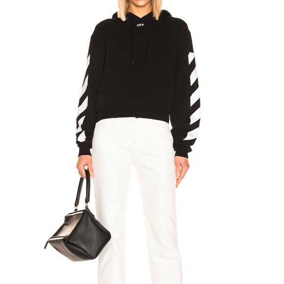 Offwhite Diagonal Cropped Hoodie | Poshmark